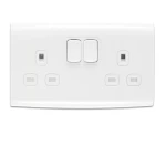 فيش كهرباء مزدوج بمفتاحين ثنائى القطب 13 أمبير  الفنار موديل ألف المقاس  7x14 اللون الأبيض